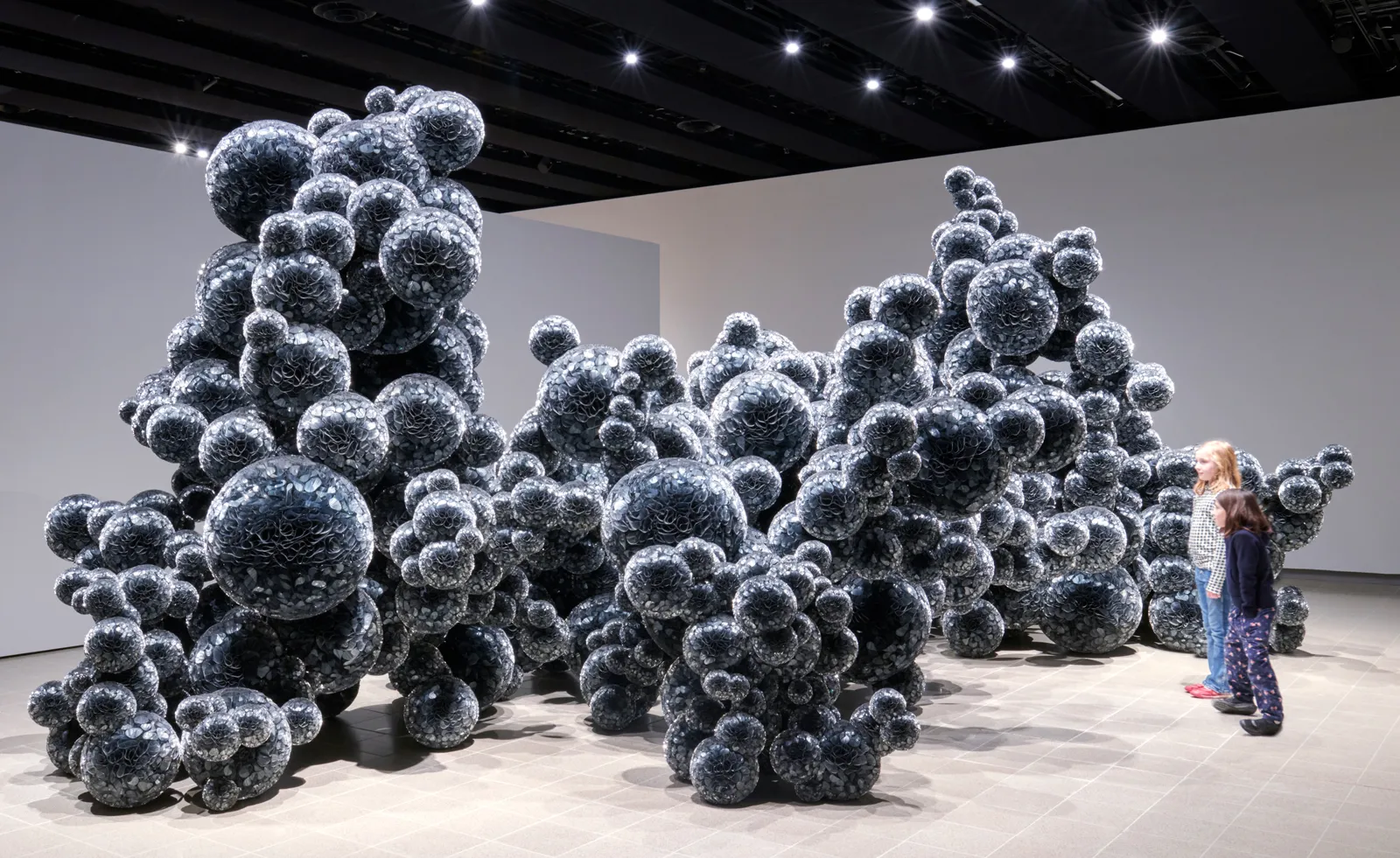 Giant, molecular-style installation inside Hayward Gallery, 'When Forms Come Alive’ exhibition